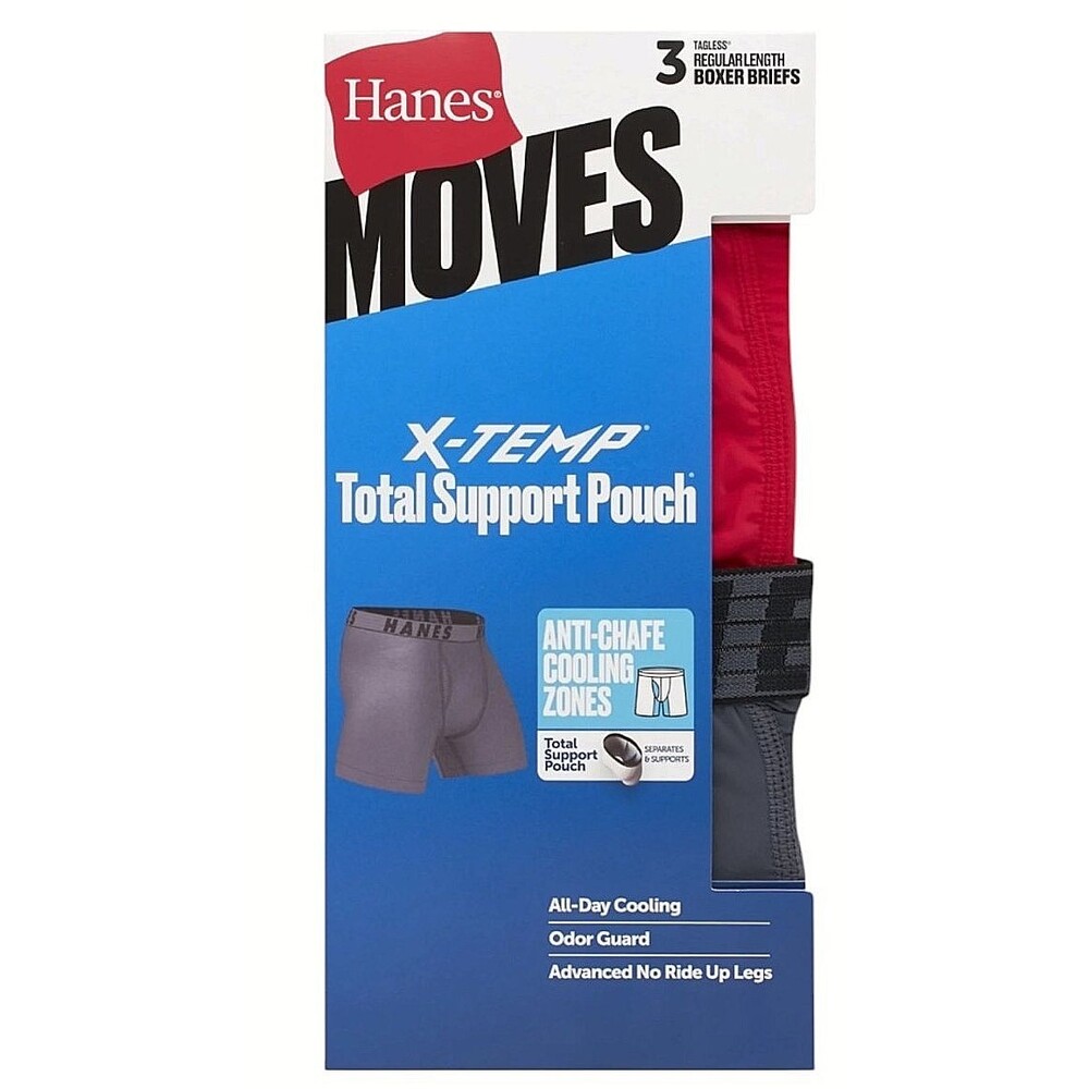 Hanes Moves Regular Length X-TEMP Total Support Pouch Anti Chafe